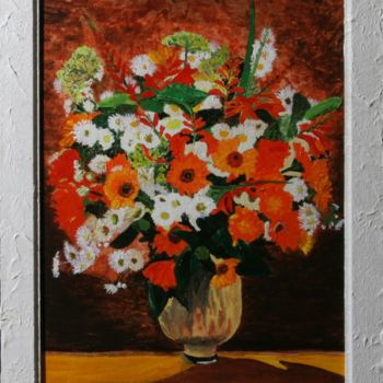 Painting titled "77 bouquet-dans-un-…" by Bernard Ledoyen, Original Artwork, Oil