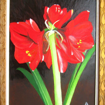 Painting titled "237-amaryllis" by Bernard Ledoyen, Original Artwork, Oil
