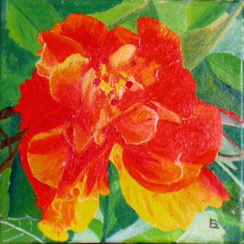 Pintura intitulada "263-hibiscus.jpg" por Bernard Ledoyen, Obras de arte originais, Óleo