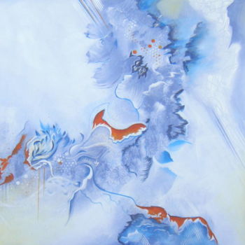 Pintura titulada "Aube bleue" por Catherine Royer, Obra de arte original, Acrílico