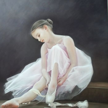 Painting titled "La petite ballerine" by Cathy Cheneau, Original Artwork, Pastel