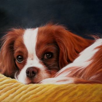 "Petit chien rêveur" başlıklı Tablo Cathy Cheneau tarafından, Orijinal sanat, Pastel