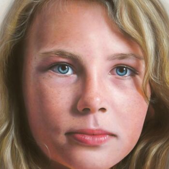 Pintura titulada "Jeune fille blonde" por Cathy Cheneau, Obra de arte original, Pastel