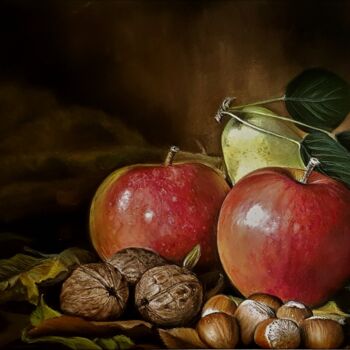 Painting titled "Fruits d'automne" by Cathy Cheneau, Original Artwork, Pastel