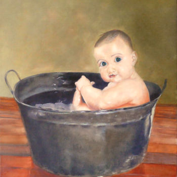 Malarstwo zatytułowany „L'heure du bain” autorstwa Jade, Oryginalna praca, Olej