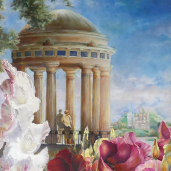 Schilderij getiteld "Jardin en Russie" door Jade, Origineel Kunstwerk, Olie
