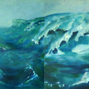 Malerei mit dem Titel "forte vague" von Jade, Original-Kunstwerk, Öl