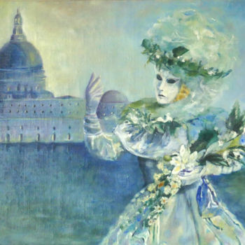 「Venise en février」というタイトルの絵画 Jadeによって, オリジナルのアートワーク, オイル