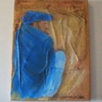 Painting titled "Touareg Assis" by Sabine Vuk, Original Artwork, Oil
