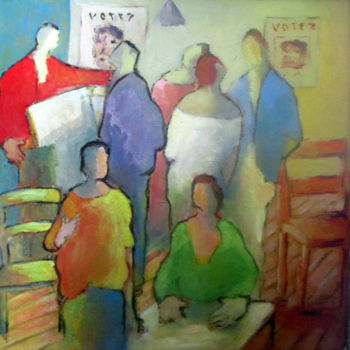 Peinture intitulée "soiree-electorale.j…" par Maxemile, Œuvre d'art originale, Huile