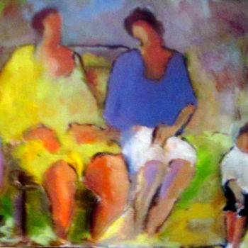 Peinture intitulée "mamans-au-jardin-d-…" par Maxemile, Œuvre d'art originale, Huile