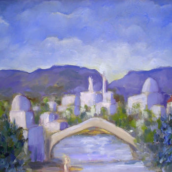 Pittura intitolato "le-pont-de-mostar.j…" da Maxemile, Opera d'arte originale, Olio