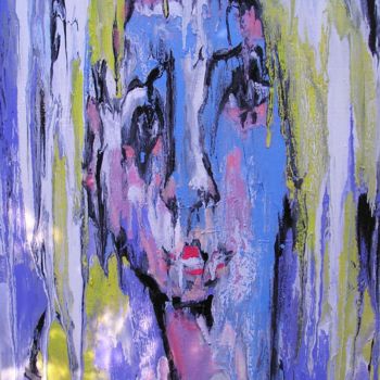 Painting titled "visage-bleu.jpg" by Maxemile, Original Artwork, Oil