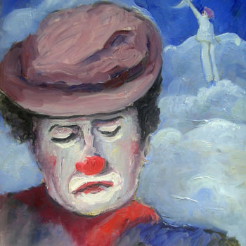 Schilderij getiteld "clown-songeur.jpg" door Maxemile, Origineel Kunstwerk, Olie