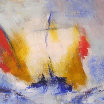 Peinture intitulée "voiliers-dans-la-te…" par Maxemile, Œuvre d'art originale, Huile