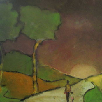 Painting titled "chemin-vers-l-incon…" by Maxemile, Original Artwork, Oil