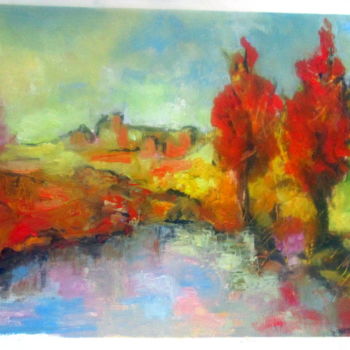 Painting titled "arbres-rouges.jpg" by Maxemile, Original Artwork, Oil