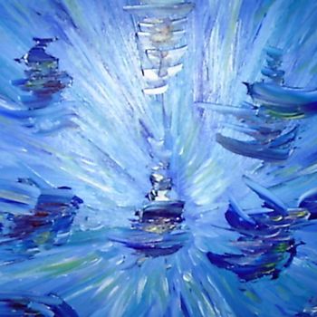 Painting titled "blue" by Gouail, Original Artwork