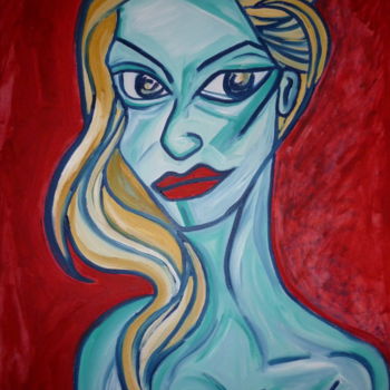 Painting titled "La femme à la cheve…" by Vanessa Sauvage, Original Artwork