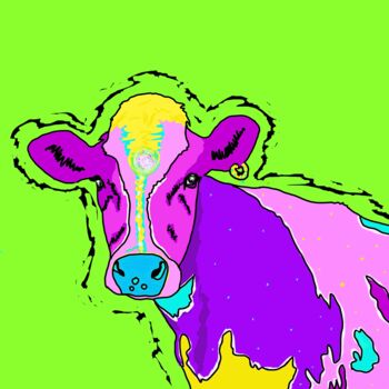 Arts numériques intitulée "Cow" par Pelin Gürses, Œuvre d'art originale, Travail numérique 2D