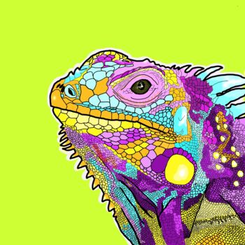 Arts numériques intitulée "Iguana" par Pelin Gürses, Œuvre d'art originale, Travail numérique 2D
