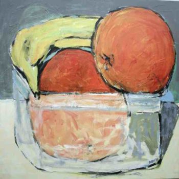 Painting titled "Canard à l'orange" by Luc Pellerin, Original Artwork, Oil