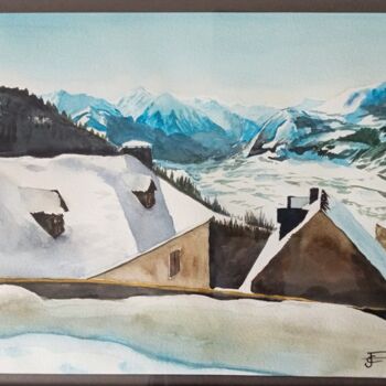 Peinture intitulée "Vallée d'Aure depui…" par Jean-Claude Pelletier, Œuvre d'art originale, Aquarelle