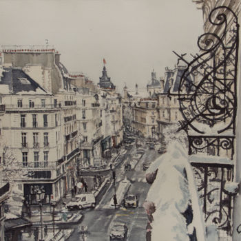 Ζωγραφική με τίτλο "Rue de Rivoli (S.Pa…" από Luca Pellizzari, Αυθεντικά έργα τέχνης, Ακουαρέλα