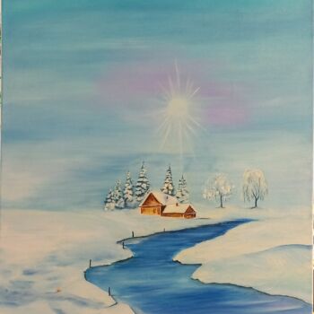 Peinture intitulée "Au coeur de l'hiver" par Marianne Décotterd, Œuvre d'art originale, Huile Monté sur Châssis en bois