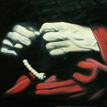Ζωγραφική με τίτλο "Le Mala" από Pen, Αυθεντικά έργα τέχνης, Λάδι Τοποθετήθηκε στο Ξύλινο φορείο σκελετό