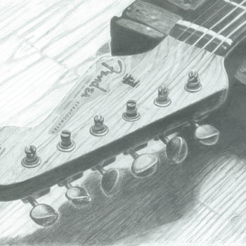 Drawing titled "Tête de Fender..." by Moa Dessins, Original Artwork, Pencil