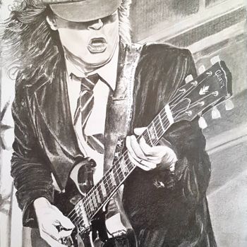 Drawing titled "Angus Young" by Moa Dessins, Original Artwork