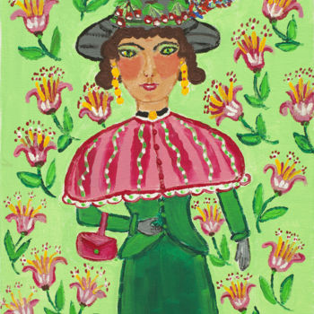 Peinture intitulée "Miss Green" par Pénélope Likos, Œuvre d'art originale, Acrylique