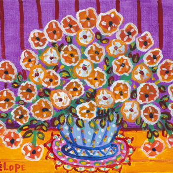 Painting titled "Bouquet violet" by Pénélope Likos, Original Artwork, Acrylic