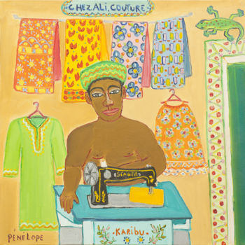 Painting titled "Chez Ali couture" by Pénélope Likos, Original Artwork, Acrylic
