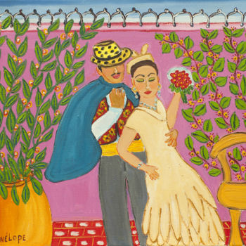 Malerei mit dem Titel "Tango" von Pénélope Likos, Original-Kunstwerk, Acryl