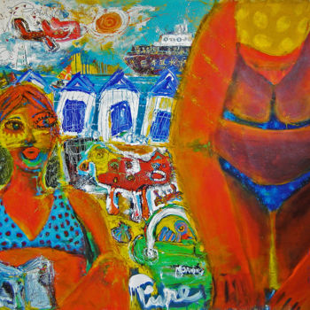 Painting titled "isabelle à la mer" by Peng Nghia, Original Artwork, Acrylic