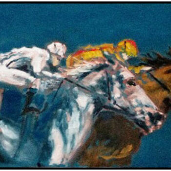 Painting titled "chevaux courses" by Atelier Pauline Pennanguer, Original Artwork