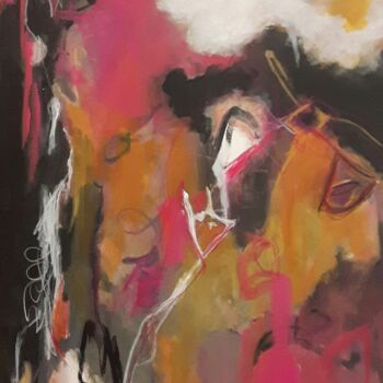 Pittura intitolato "abstrait rose" da Penny G Peckmann, Opera d'arte originale, Acrilico