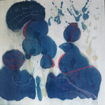Art textile intitulée "Miro, ah bon ?" par Penny G Peckmann, Œuvre d'art originale, Broderie Monté sur Autre panneau rigide