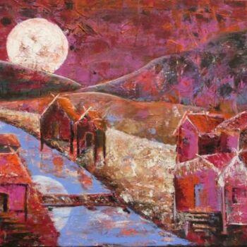 Peinture intitulée "Village au bout du…" par Penny G Peckmann, Œuvre d'art originale