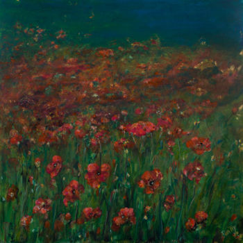 Painting titled "Field of red" by Pen'Ny, Original Artwork, Acrylic