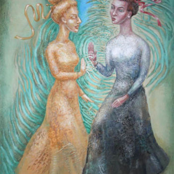 Pintura intitulada "Synergy." por Irina Green, Obras de arte originais, Têmpera