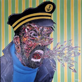 Painting titled "Captain Haddock" by Pepe Villan, Original Artwork, Acrylic Mounted on Wood Stretcher frame