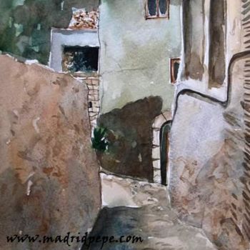 Painting titled "Acuarela- Calles de…" by Pepe Madrid, Original Artwork