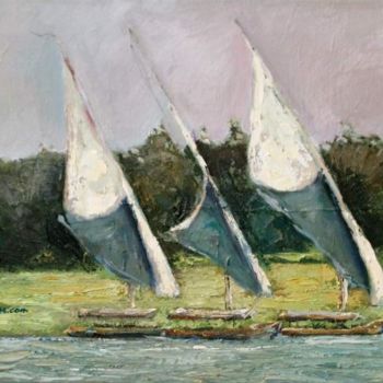 Painting titled "Barcos en el Nilo -" by Pepe Madrid, Original Artwork