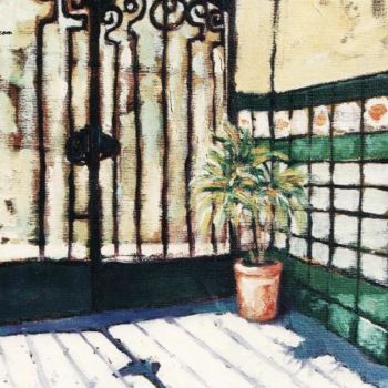 Malerei mit dem Titel "El portal de casa-…" von Pepe Madrid, Original-Kunstwerk