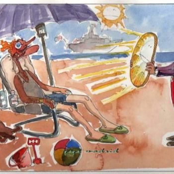Drawing titled "Dia de playa 4" by Pepe Madrid, Original Artwork