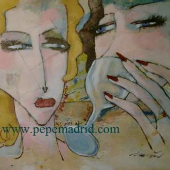 Painting titled "Ella sonreía y yo..…" by Pepe Madrid, Original Artwork