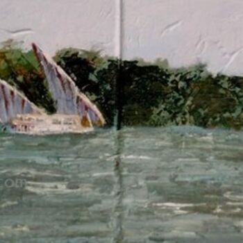 Pintura titulada "Barcos en el Nilo" por Pepe Madrid, Obra de arte original